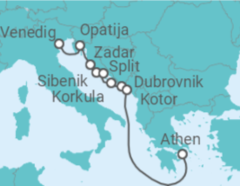 Reiseroute der Kreuzfahrt  CROATIA INTENSIVE CRUISE: ZADAR, SPLIT & DUBROVNIK - Azamara