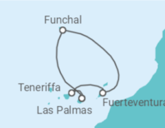 Reiseroute der Kreuzfahrt  Kanaren & Madeira  Alles Inklusive - mit Flug - AIDA