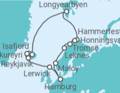 Reiseroute der Kreuzfahrt  Highlights am Polarkreis ab Hamburg  Alles Inklusive - AIDA