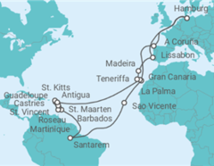 Reiseroute der Kreuzfahrt  Große Winterpause Karibik mit Amazonas  Alles Inklusive - mit Flug - AIDA