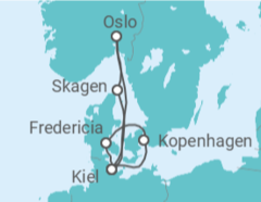 Reiseroute der Kreuzfahrt  Skandinavien mit Oslo ab Kiel  Alles Inklusive - AIDA