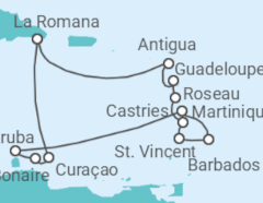 Reiseroute der Kreuzfahrt  Karibische Inseln ab Dominikanische Republik  Alles Inklusive - mit Flug - AIDA