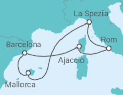 Reiseroute der Kreuzfahrt  Mediterrane Schätze mit Korsika ab Mallorca  Alles Inklusive - AIDA