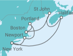 Reiseroute der Kreuzfahrt  Kanada & Indian Summer ab New York  Alles Inklusive - AIDA