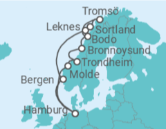 Reiseroute der Kreuzfahrt  Herbstliche Nordlichter ab Hamburg 2  Alles Inklusive - AIDA