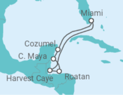 Reiseroute der Kreuzfahrt  Honduras, Mexiko - NCL Norwegian Cruise Line