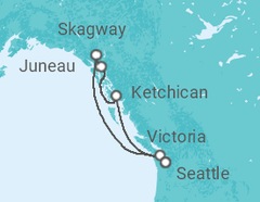 Reiseroute der Kreuzfahrt  ALASKA INSIDE PASSAGE & GLACIER - Carnival Cruise Line