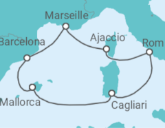 Reiseroute der Kreuzfahrt  Mediterrane Schätze mit Sardinien ab Mallorca  Alles Inklusive - AIDA