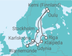 Reiseroute der Kreuzfahrt  Schärengärten der Ostsee ab Warnemünde  Alles Inklusive - AIDA