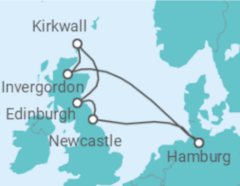Reiseroute der Kreuzfahrt  Schottische Highlights ab Hamburg 1  Alles Inklusive - mit Flug - AIDA