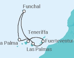 Reiseroute der Kreuzfahrt  7 Nächte - Kanaren mit Madeira - ab/bis Las Palmas - Mein Schiff