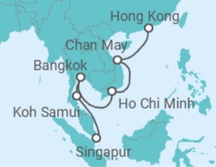 Reiseroute der Kreuzfahrt  14 Nächte - Südostasien und Vietnam - ab Singapur/bis Hongkong - Mein Schiff