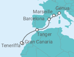 Reiseroute der Kreuzfahrt  Kanaren - Costa Kreuzfahrten