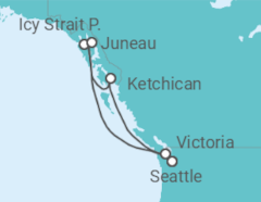 Reiseroute der Kreuzfahrt  Alaska - MSC Cruceros