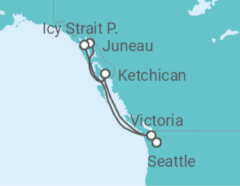 Reiseroute der Kreuzfahrt  Alaska - MSC Cruceros