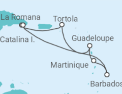 Reiseroute der Kreuzfahrt  Barbados, Martinique, Guadeloupe, Britische Jungferninseln - mit Flug - MSC Cruises