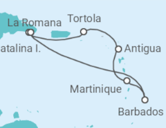 Reiseroute der Kreuzfahrt  Barbados, Martinique, Antigua Und Barbuda, Britische Jungferninseln - mit Flug - MSC Cruises