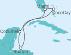Reiseroute der Kreuzfahrt  Honduras, Mexiko - Royal Caribbean