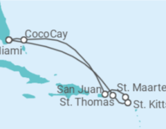 Reiseroute der Kreuzfahrt  Amerikanische Jungferninseln, St. Kitts Und Nevis, Sint Maarten, Puerto Rico - Royal Caribbean
