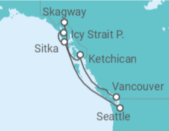 Reiseroute der Kreuzfahrt  Alaska - Virgin Voyages