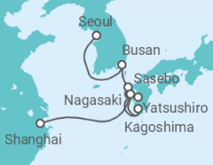 Reiseroute der Kreuzfahrt  Südkorea, Japan - Costa Kreuzfahrten