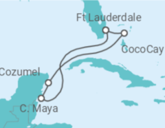 Reiseroute der Kreuzfahrt  Mexiko - Royal Caribbean