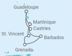Reiseroute der Kreuzfahrt  Guadeloupe, St. Lucia, Barbados, St. Vincent und Grenadinen - MSC Cruises