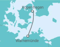 Reiseroute der Kreuzfahrt  2 Nächte - Kopenhagen erleben: Feiern an Bord & Hygge an Land - ab/bis Warnemünde - Mein Schiff