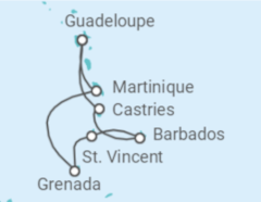 Reiseroute der Kreuzfahrt  Guadeloupe, St. Lucia, Barbados, St. Vincent und Grenadinen - mit flug - MSC Cruises