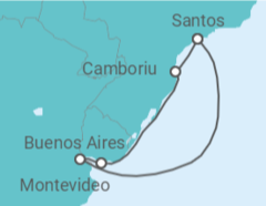 Reiseroute der Kreuzfahrt  Uruguay, Argentinien, Brasilien - MSC Cruceros