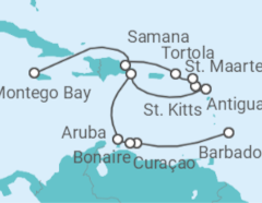 Reiseroute der Kreuzfahrt  Karibische Inseln ab Barbados - AIDA