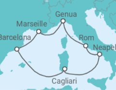 Reiseroute der Kreuzfahrt  Frankreich, Spanien, Italien - Costa Kreuzfahrten