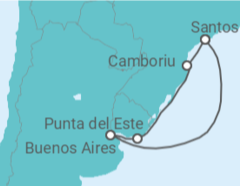 Reiseroute der Kreuzfahrt  Spanien - MSC Cruceros