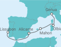 Reiseroute der Kreuzfahrt  Spanien, Italien Alles Inklusive - MSC Cruceros