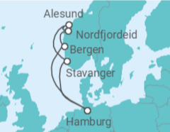 Reiseroute der Kreuzfahrt  Norwegen ab Hamburg 1 - AIDA