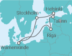 Reiseroute der Kreuzfahrt  Ostsee ab Warnemünde 1 - AIDA