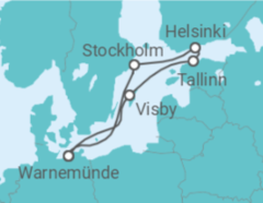 Reiseroute der Kreuzfahrt  Ostsee ab Warnemünde 1 - AIDA