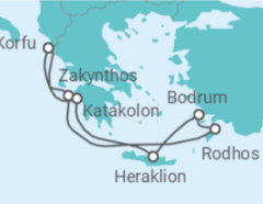 Reiseroute der Kreuzfahrt  Griechenland ab Korfu 2 - AIDA