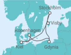 Reiseroute der Kreuzfahrt  Schweden, Polen & Dänemark ab Kiel - AIDA