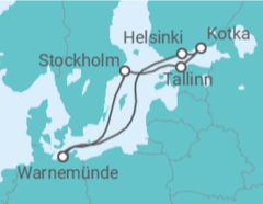 Reiseroute der Kreuzfahrt  Ostsee ab Warnemünde 1 - AIDA
