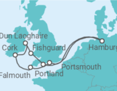 Reiseroute der Kreuzfahrt  Großbritannien & Irland ab Hamburg - AIDA