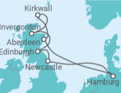 Reiseroute der Kreuzfahrt  Großbritannien & Irland ab Hamburg - AIDA