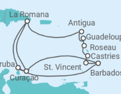 Reiseroute der Kreuzfahrt  Karibische Insel-Rundreise - AIDA