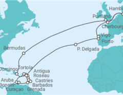 Reiseroute der Kreuzfahrt  Große Winterpause Karibik mit Bermuda - TI - AIDA