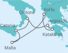 Reiseroute der Kreuzfahrt  Mittelmeerinseln ab Korfu - AIDA