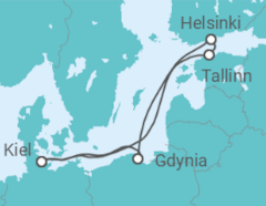 Reiseroute der Kreuzfahrt  7 Nächte - Schönheiten der Ostsee - ab/bis Kiel - Mein Schiff