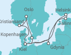 Reiseroute der Kreuzfahrt  13 Nächte - Ostsee intensiv - ab/bis Kiel - Mein Schiff