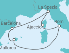 Reiseroute der Kreuzfahrt  9 Nächte - Höhepunkte des westlichen Mittelmeers - ab/bis Palma - Mein Schiff