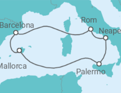 Reiseroute der Kreuzfahrt  8 Nächte - Italiens Sonnenseiten - ab/bis Palma - Mein Schiff