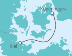 Reiseroute der Kreuzfahrt  2 Nächte - Feiern unterm Sternenhimmel in Kopenhagen - ab/bis Kiel - Mein Schiff